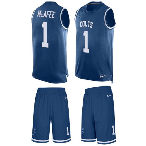 Nike Colts #1 Pat McAfee Royal Blue Team Color Men's Stitched NFL Limited Tank Top Suit Jersey - Click Image to Close